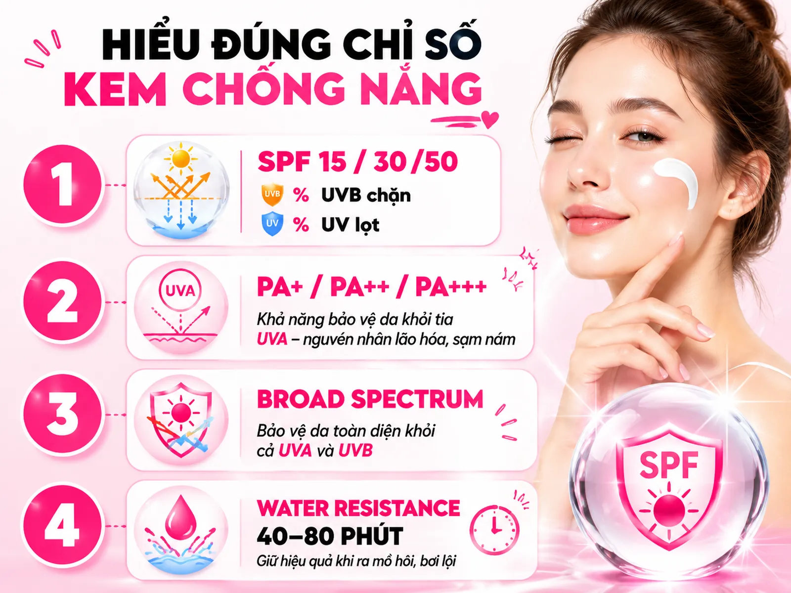 Hướng dẫn đọc nhãn kem chống nắng: SPF, PA, Broad Spectrum, Water Resistance