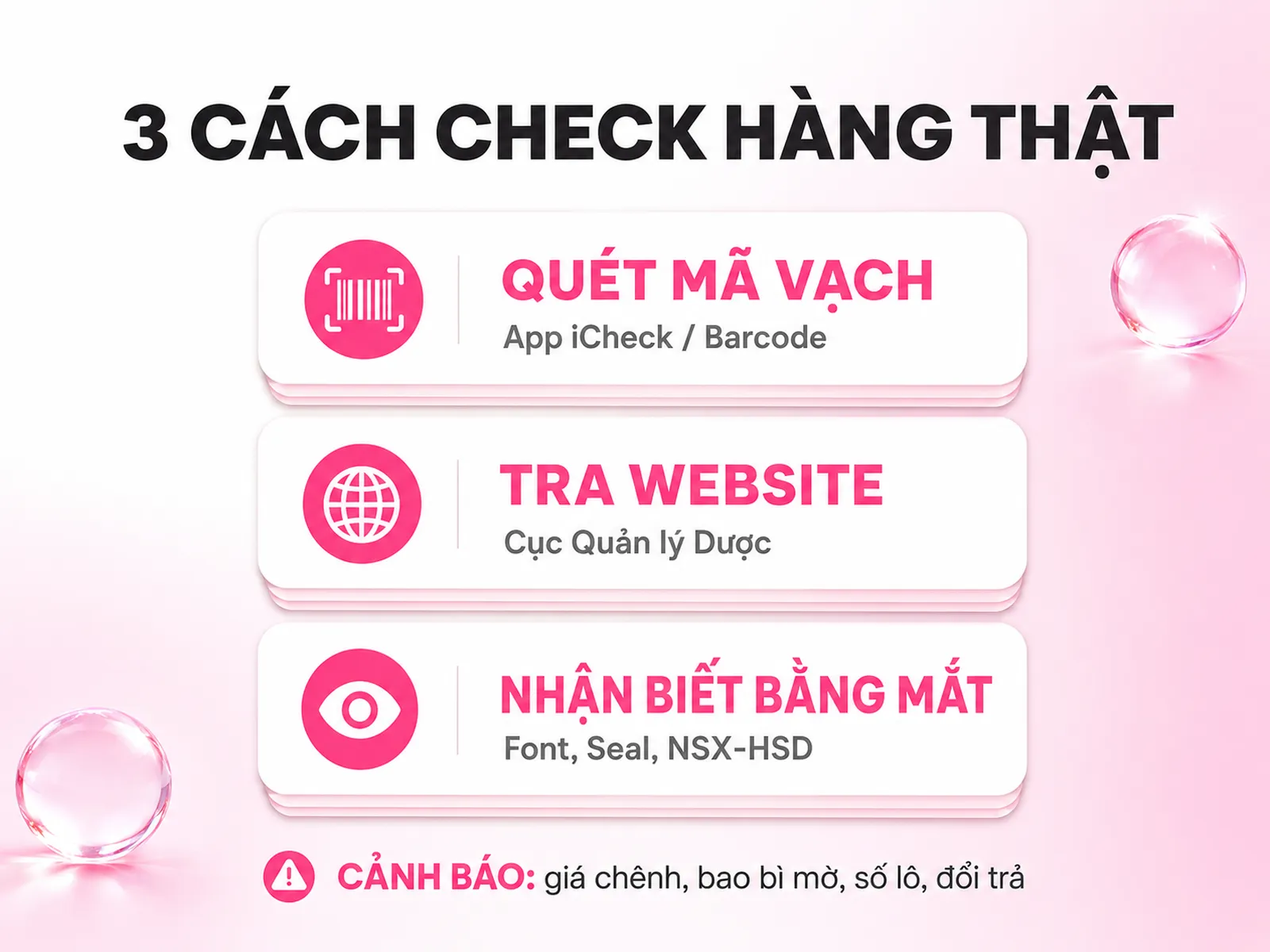 Cách kiểm tra mỹ phẩm thật giả: quét mã vạch, tra website, nhận biết bằng mắt, dấu hiệu hàng giả